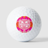 Balles De Golf Jacquard de golf rose et orange Preppy Personnalis (Recto)