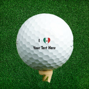 Balles De Golf J'aime (Cœur de drapeau mexicain) Personnalisé
