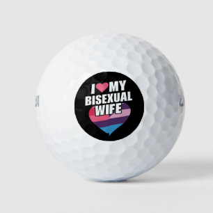 Balles De Golf J'aime mon épouse bisexuelle Fierté Bi Drapeau Bis