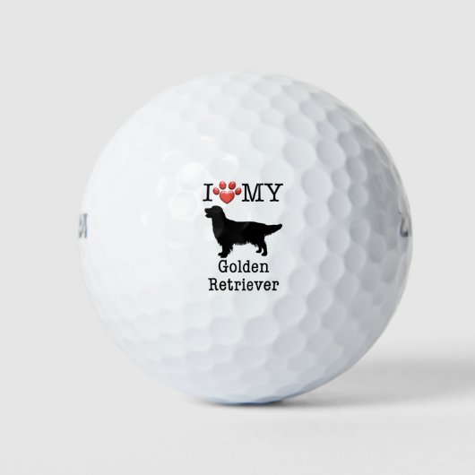 Balles De Golf J'aime mon Golden Retriever (Devant)