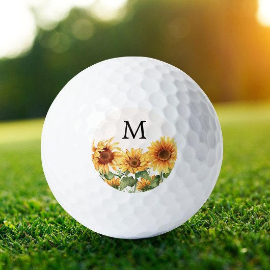 Balles De Golf Jardin de tournesol Jaune Monogramme