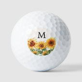 Balles De Golf Jardin de tournesol Jaune Monogramme (Recto)
