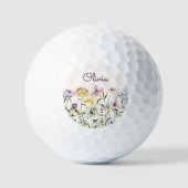 Balles De Golf Jardin Fleur sauvage de l'aquarelle monogramme (Recto)