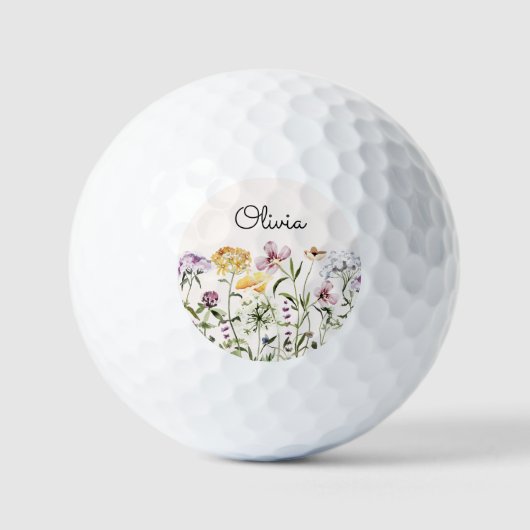 Balles De Golf Jardin Fleur sauvage de l'aquarelle monogramme (Recto)