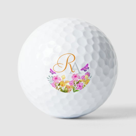 Balles De Golf Jardin Floral Monogram Golf Balls (Recto)