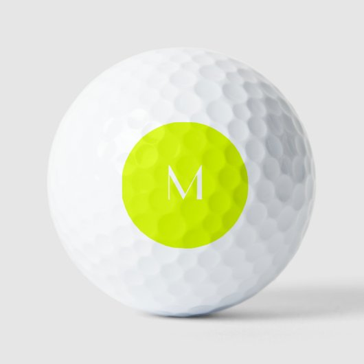 Balles De Golf jaune fluorescent - monogramme blanc (Recto)