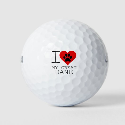 BALLES DE GOLF JE COEUR MON GRAND DANE (Devant)