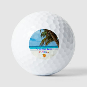 Balles De Golf Je préfère être en Floride, palmiers et oranges,