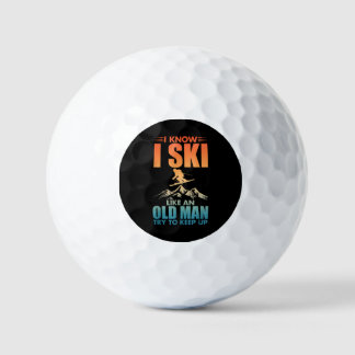 Balles De Golf Je sais que je skie comme un vieil homme drôle ski