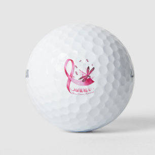 Balles De Golf Je suis Un Survivant Dragonfly Pink Ribbon Cancer