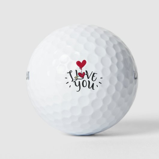 Balles De Golf Je t'aime avec le ballon rouge cadeau de la Saint (Devant)