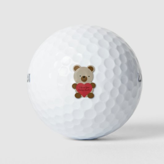 Balles De Golf Je T'Aime Beurre Beaucoup Mignonne Ours Teddy (Devant)