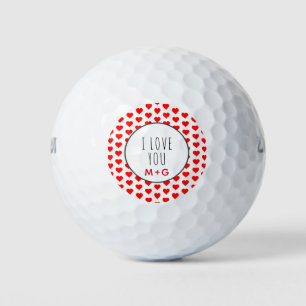 Balles De Golf Je T'Aime Valentines Jour Couples Monogramme