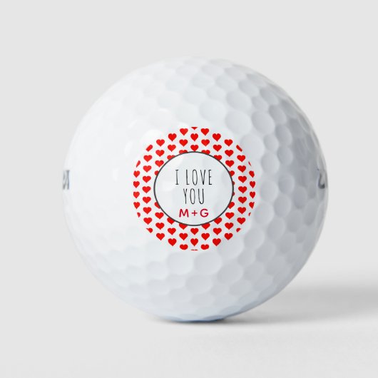 Balles De Golf Je T'Aime Valentines Jour Couples Monogramme (Devant)