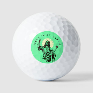 Balles De Golf Jésus Est Mon Caddie Humour Chrétien Drôle Vert