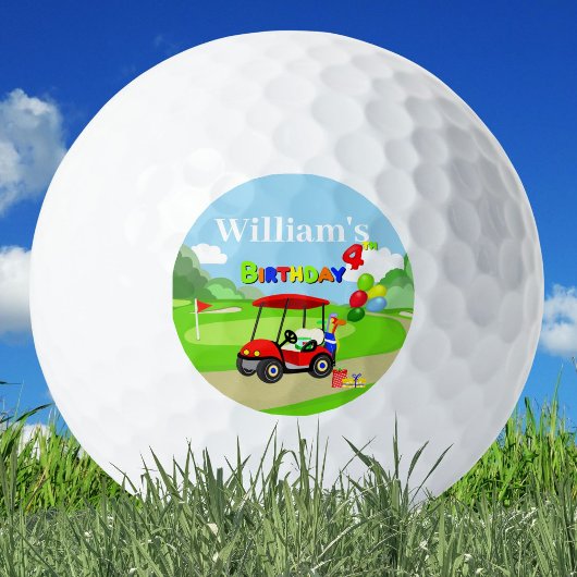Balles De Golf Joli 4e anniversaire Red Golf Cart Boy's