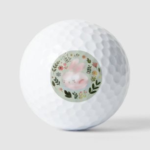 Balles De Golf Joli Art de nurserie de couronne florale de lapin 