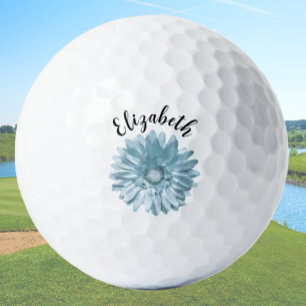 Balles De Golf Joli bleu marguerite fleur nom personnalisé dames