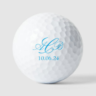 Balles De Golf Joli Blue Script Initiales Monogramme Favoriser ou