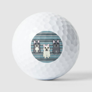 Balles De Golf Joli Bouledogue Français rayé bleu