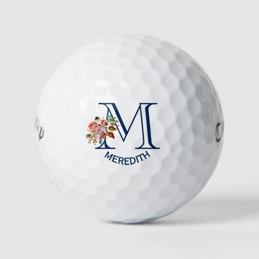 Balles De Golf Joli Élégant Floral Monogramme Personnalisé (Devant)