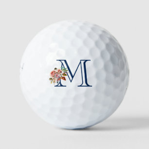 Balles De Golf Joli Élégant Floral Monogramme Personnalisé