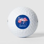 Balles De Golf joli flamant rose de plage ajouter un nom (Devant)