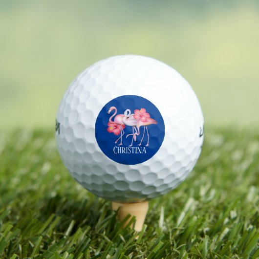 Balles De Golf joli flamant rose de plage ajouter un nom (T-shirt Insitu)