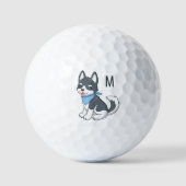 Balles De Golf Joli monogramme initial de chien husky de dessin a (Recto)