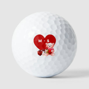 Balles De Golf Joli Monogramme Valentine Heart Golf Balls