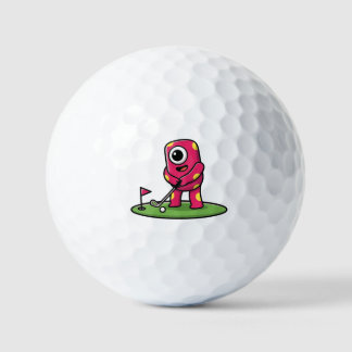 Balles De Golf Joli monstre rose borgne jouant au golf dans un de