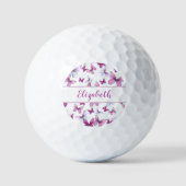 Balles De Golf Joli papillon rose avec nom personnalisé dames (Recto)