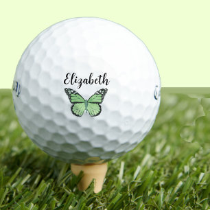 Balles De Golf Joli papillon vert avec nom personnalisé dames