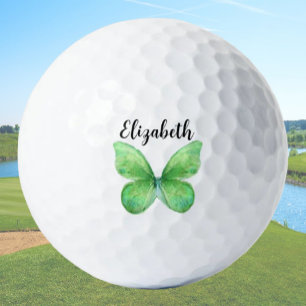 Balles De Golf Joli papillon vert nom personnalisé dames