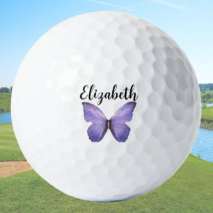 Balles De Golf Joli papillon violet avec nom personnalisé dames