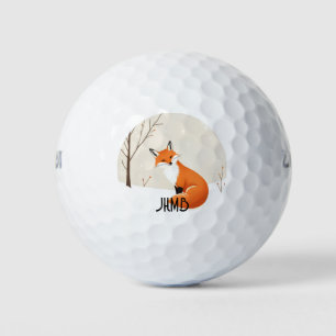 Balles De Golf Joli petit renard animal monogramme art