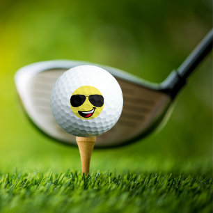 Balles De Golf Joli Visage et lunettes d'aviateur, Amusant