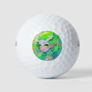 Balles De Golf Jolie Fille Anime Elfe des Bois aux Cornes Vertes