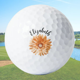 Balles De Golf Jolie fleur marguerite orange nom personnalisé dam