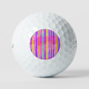 Balles De Golf Jolies bandes arc-en-ciel pastel