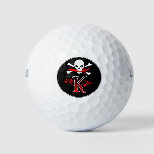 Balles De Golf Jolly roger K Monogramme Chambres de golf initiale (Devant)