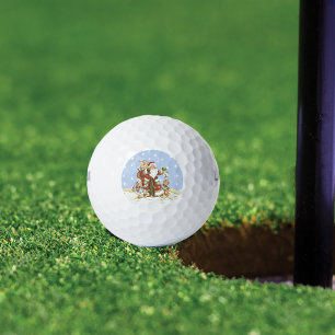 Balles De Golf Jote Père Noël Folk Art Kids Christmas Snowflakes