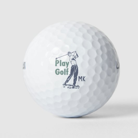 Balles De Golf Jouer Golf Retro Golfer Monogrammé (Devant)