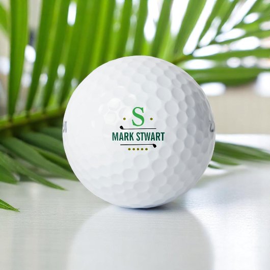 Balles De Golf Joueur de golf Classy Green Monogramme