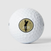 Balles De Golf Joueur de golf Sports modernes Monogramme Or Black (Devant)