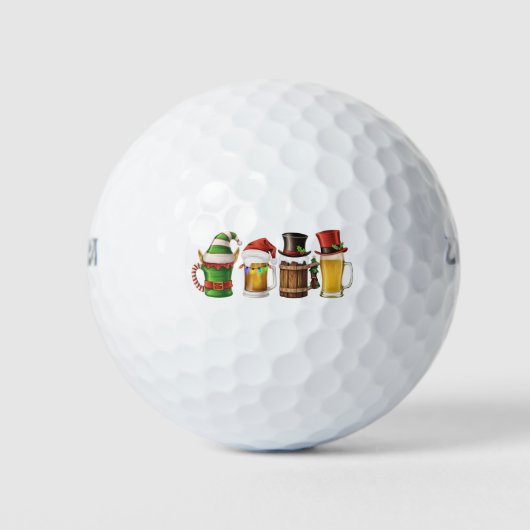 Balles De Golf Joyeuses bières de Noël Boire Père Noël Beer Lover (Devant)