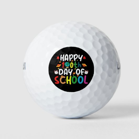 Balles De Golf Joyeux 100e jour d'école Enseignant Élève (Devant)
