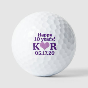 Balles De Golf Joyeux Anniversaire de Mariage ! Cœur Violet Et Te