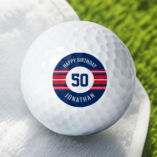 Balles De Golf Joyeux Anniversaire Sports Jersey Stripes Nom et â
