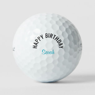 Balles De Golf Joyeux Anniversaire Turquoise Nom Titleist